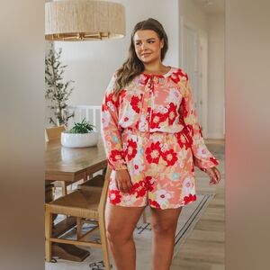 NEW...Emily Wonder Pink Floral Romper...SIZE:1X